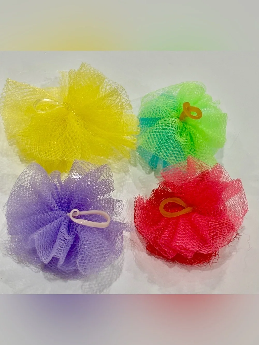 Set of Four Tulle Flower Hair Accessories for Small Dog Breeds in Pastel Colors